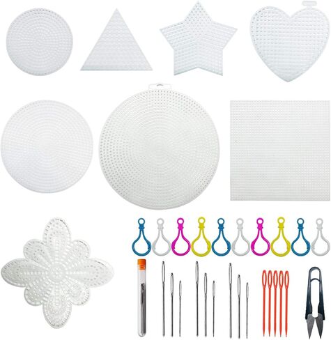 Allazone 59 PCS Mesh Plastic Canvas Sheets Kit Including 24 PCS Clear Plastic Canvas, 12 Color Acrylic Yarn for DIY Crafts Embroidery Cross Stitch, Acrylic Yarn Crafting, Knit and Crochet Projects in Kuwait