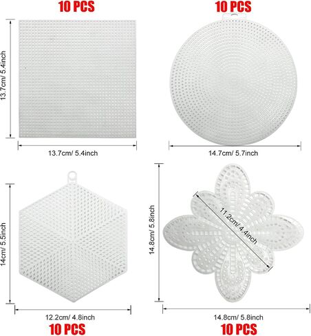 Allazone 59 PCS Mesh Plastic Canvas Sheets Kit Including 24 PCS Clear Plastic Canvas, 12 Color Acrylic Yarn for DIY Crafts Embroidery Cross Stitch, Acrylic Yarn Crafting, Knit and Crochet Projects in Kuwait