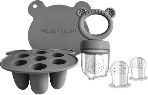 BIGSPINACH Baby Food Feeder Pacifier with Breast Milk Popsicle Teether-Silicone Forage Feeder for Babies-Breastmilk Storage Container and Freezer Tray-Teething Popsicle Molds for Soothing Relief in Saudi Arabia