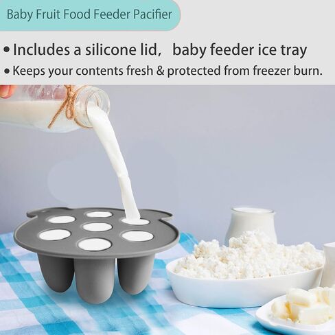 BIGSPINACH Baby Food Feeder Pacifier with Breast Milk Popsicle Teether-Silicone Forage Feeder for Babies-Breastmilk Storage Container and Freezer Tray-Teething Popsicle Molds for Soothing Relief in Saudi Arabia