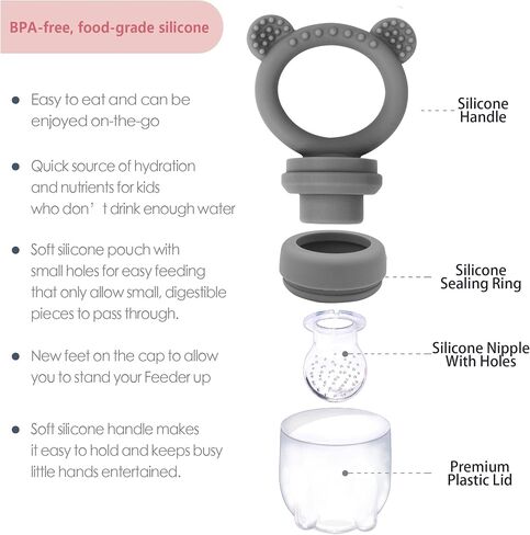 BIGSPINACH Baby Food Feeder Pacifier with Breast Milk Popsicle Teether-Silicone Forage Feeder for Babies-Breastmilk Storage Container and Freezer Tray-Teething Popsicle Molds for Soothing Relief in Saudi Arabia
