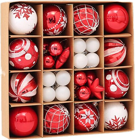 44Ct Red Green Christmas Tree Ball Assorted Ornaments Pendants, 2.4" Christmas Shatterproof Shine Ball Decoration for Christmas Tree Holiday in Saudi Arabia