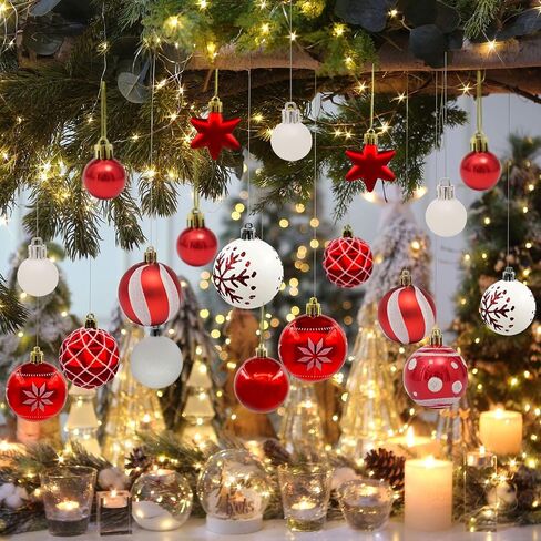 44Ct Red Green Christmas Tree Ball Assorted Ornaments Pendants, 2.4" Christmas Shatterproof Shine Ball Decoration for Christmas Tree Holiday in Saudi Arabia