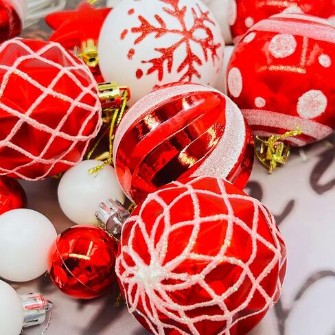 44Ct Red Green Christmas Tree Ball Assorted Ornaments Pendants, 2.4" Christmas Shatterproof Shine Ball Decoration for Christmas Tree Holiday in Saudi Arabia