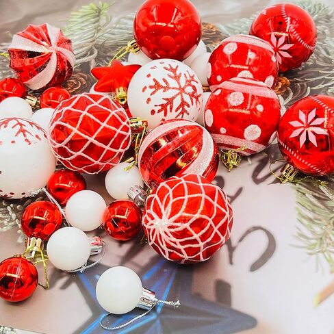 44Ct Red Green Christmas Tree Ball Assorted Ornaments Pendants, 2.4" Christmas Shatterproof Shine Ball Decoration for Christmas Tree Holiday in Saudi Arabia