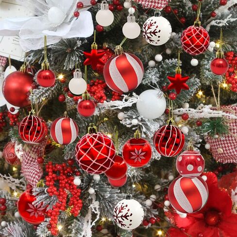 44Ct Red Green Christmas Tree Ball Assorted Ornaments Pendants, 2.4" Christmas Shatterproof Shine Ball Decoration for Christmas Tree Holiday in Saudi Arabia