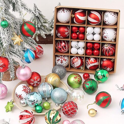 44Ct Red Green Christmas Tree Ball Assorted Ornaments Pendants, 2.4" Christmas Shatterproof Shine Ball Decoration for Christmas Tree Holiday in Saudi Arabia