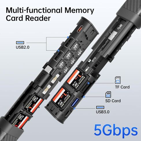 BUDI Multifunctional 9 in 1 Data Cable with USB Type-C Card Reader Micro SD Memory Card high-Speed Card Reader Adapter Suitable for Mobile Phone Cameras and Computers in Kuwait