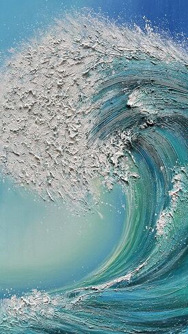 JELRINR 24 × 48 بوصة لوحة زيتية فنية معاصرة مصنوعة يدويًا على نسيج قماش أبيض وأسود فن قماش تجريدي موجة المحيط الشاطئ المناظر الطبيعية عمل فني جدار المنزل آرت ديكو in Kuwait