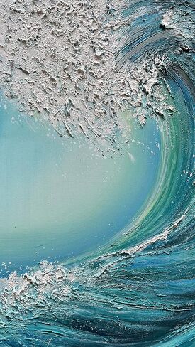 JELRINR 24 × 48 بوصة لوحة زيتية فنية معاصرة مصنوعة يدويًا على نسيج قماش أبيض وأسود فن قماش تجريدي موجة المحيط الشاطئ المناظر الطبيعية عمل فني جدار المنزل آرت ديكو in Kuwait