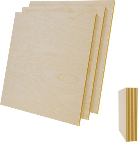 XBurmo 12 × 12 بوصة خشب البتولا البلطيقي الرقائقي، 3 مم 1/8 بوصة خشب الحرف اليدوية، 8 قطع من أوراق الخشب الرقيقة قطع خشبية طبيعية للحرف اليدوية والكتابة لوازم DIY النقش ونحت ديكورات المنزل in Kuwait