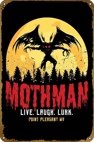 ملصق عتيق من Mothman Cryptid علامة معدنية من القصدير مقاس 8 × 12 بوصة ديكور حائط على شكل كهف رجل عتيق in Kuwait