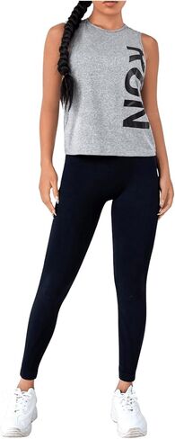 Milumia Women's Letter Print Crew Neck Tank Top Sleeveless Going Out Sports Tops in Saudi Arabia