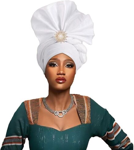 Fashion Women's Turban Cap African Auto Gele Headtie Wedding Geles Headgear Female Head Wraps Diamond Autogele Head Ties in Saudi Arabia