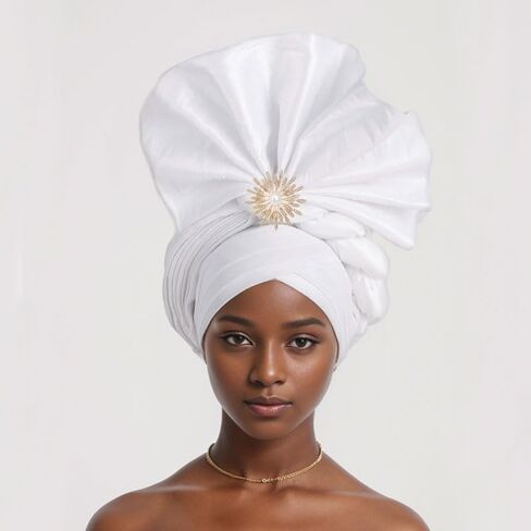 Fashion Women's Turban Cap African Auto Gele Headtie Wedding Geles Headgear Female Head Wraps Diamond Autogele Head Ties in Saudi Arabia