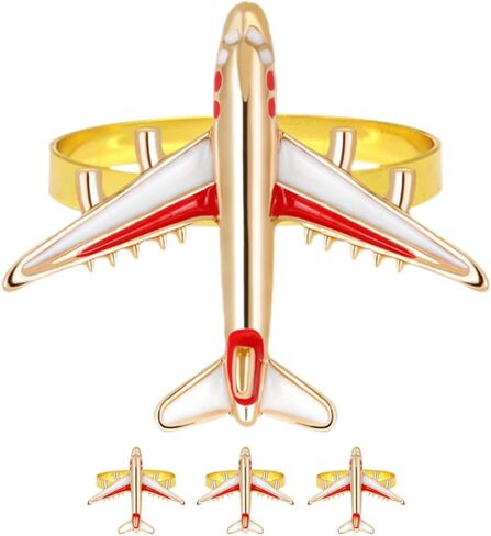SEWACC 4Pcs Airplane Napkin Rings Metal Napkin Ring Holders Napkin Rings Buckles for Wedding Party Dinner Table Decor in Saudi Arabia