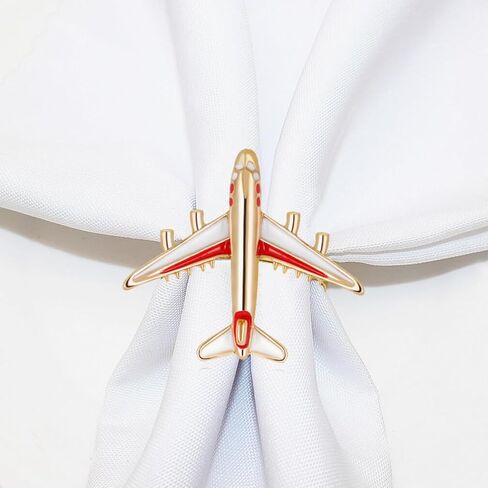 SEWACC 4Pcs Airplane Napkin Rings Metal Napkin Ring Holders Napkin Rings Buckles for Wedding Party Dinner Table Decor in Saudi Arabia