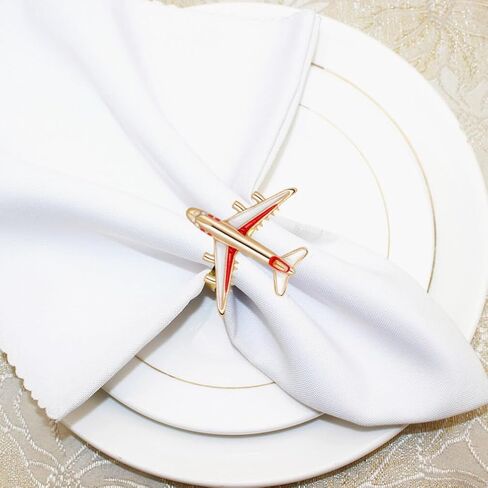 SEWACC 4Pcs Airplane Napkin Rings Metal Napkin Ring Holders Napkin Rings Buckles for Wedding Party Dinner Table Decor in Saudi Arabia