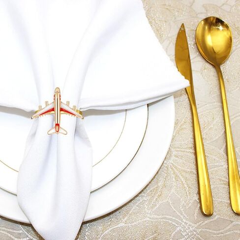 SEWACC 4Pcs Airplane Napkin Rings Metal Napkin Ring Holders Napkin Rings Buckles for Wedding Party Dinner Table Decor in Saudi Arabia