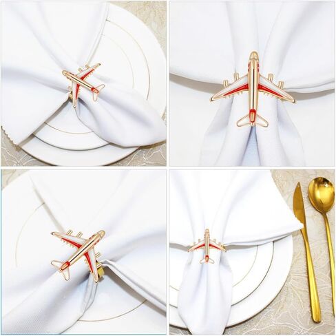 SEWACC 4Pcs Airplane Napkin Rings Metal Napkin Ring Holders Napkin Rings Buckles for Wedding Party Dinner Table Decor in Saudi Arabia