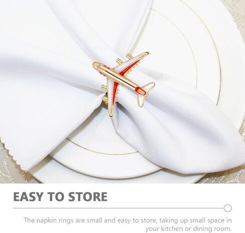 SEWACC 4Pcs Airplane Napkin Rings Metal Napkin Ring Holders Napkin Rings Buckles for Wedding Party Dinner Table Decor in Saudi Arabia
