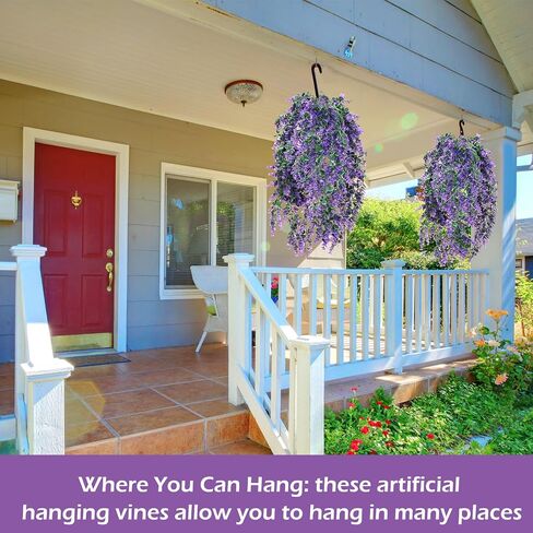 Hoteam 12 Pcs Artificial Hanging Plants Fake Ivy Vines with Fake Leaves for Living Room Decor Indoor Outdoor Decorations for Patio Artificial Plants Greenery for House Wall, No Basket(Rose Red) in Saudi Arabia
