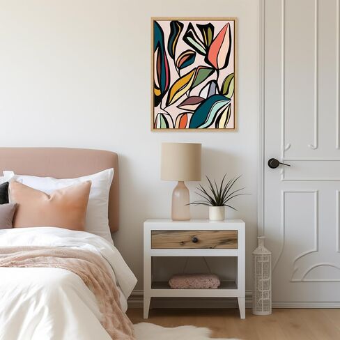 لوحة فنية جدارية من القماش مؤطرة من كيت ولوريل سيلفي من تصميم أليسيا بوك، مقاس 28 × 38 طبيعية، أوراق نباتية ملونة للجدار in Saudi Arabia