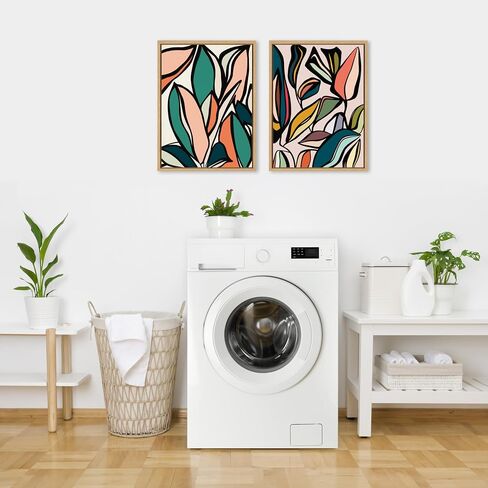 لوحة فنية جدارية من القماش مؤطرة من كيت ولوريل سيلفي من تصميم أليسيا بوك، مقاس 28 × 38 طبيعية، أوراق نباتية ملونة للجدار in Saudi Arabia