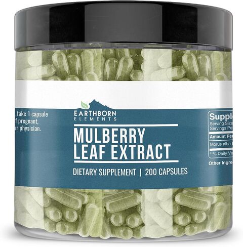 Earthborn Elements White Mulberry Leaf Extract 200 Capsules, Pure & Undiluted, No Additives in Saudi Arabia