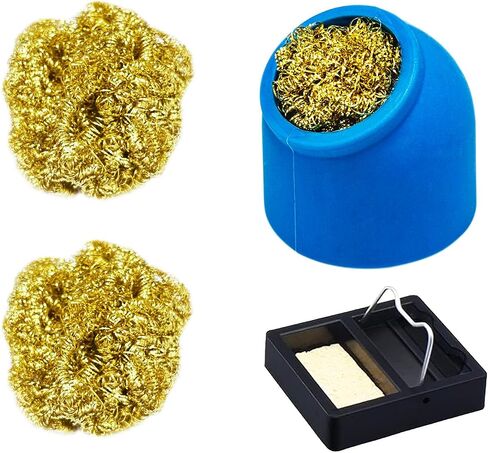 Kaisiking Soldering Iron Tip Cleaner 3Pcs Soft Coiled Brass Tip Cleaner with Silicone Holder Non-slip Solder Tip Cleaners, No Water Needed, Black in Saudi Arabia