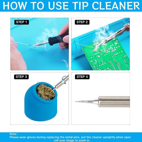 Kaisiking Soldering Iron Tip Cleaner 3Pcs Soft Coiled Brass Tip Cleaner with Silicone Holder Non-slip Solder Tip Cleaners, No Water Needed, Black in Saudi Arabia