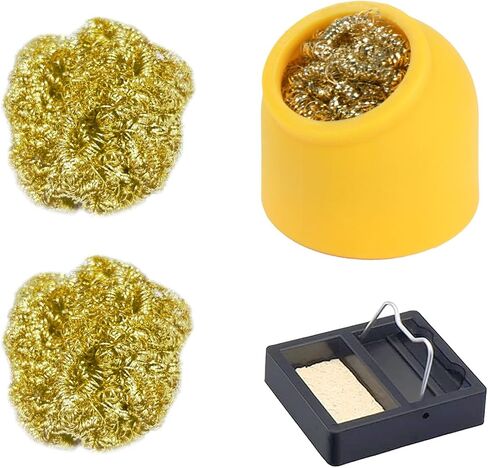 Kaisiking Soldering Iron Tip Cleaner 3Pcs Soft Coiled Brass Tip Cleaner with Silicone Holder Non-slip Solder Tip Cleaners, No Water Needed, Black in Saudi Arabia