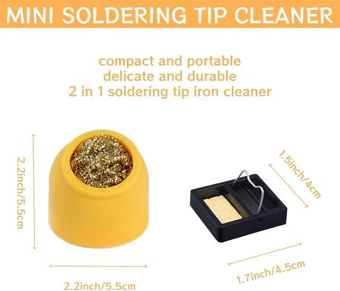 Kaisiking Soldering Iron Tip Cleaner 3Pcs Soft Coiled Brass Tip Cleaner with Silicone Holder Non-slip Solder Tip Cleaners, No Water Needed, Black in Saudi Arabia