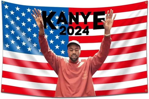 Kanye 2024 / Kanye Music Flag West Tapestry -3x5ft/لون اهتزازي/طباعة عالية الدقة/ لافتة بوليستر 150D للرجال غرفة الكهف ديكور مسكن الكلية (2024) in Saudi Arabia