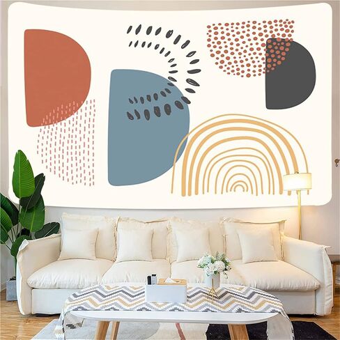 نسيج منتصف القرن، الحد الأدنى من فن الخط نسيج الجدار شنقا، الحديثة هندسية الطين خمر البيج نسيج جدار الفن للأطفال غرفة نوم غرفة المعيشة ديكور الهبي، 80x60 بوصة in Kuwait