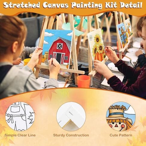 Anseal 12 Packs Pre Drawn Canvas to Paint, 5" X 7" Cute Animals Pre Printed Canvas for Painting, Pre Stretched Canvas Outline Painting Boards for Party Favor in Kuwait