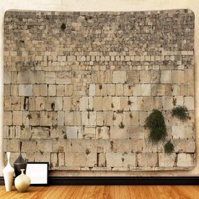 Western Wall Jerusalem City Tapestry Wall Hanging, Kotel Sukkah Decor West Wailing Wall Tapestries for Bedroom Living Room Dorm Office Ceiling Room Wall Art Deocr Stone Wall Blanket Posters 80X60IN
