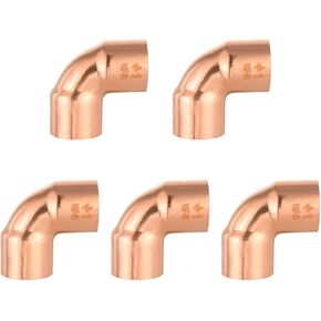 Pro 50-Pack EFIELD 1/2" C X C Short Radius Copper 90 Degree Elbow, LF Copper Plumbing Fittings with Sweat Solder Connection