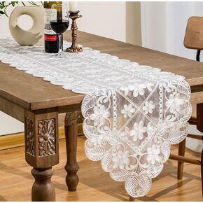 OOKSEN Lace Table Runners, Gold Lace Runners for Tables Vintage Fall Dresser Runners for Bedroom, Boho Table Scarf Floral Coffee Table Runner for Wedding Party Holiday, 12x60in