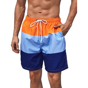SOLY HUX Men's Swim Trunks Color Block Drawstring Waist Bathing Suits Beach Shorts with Pockets