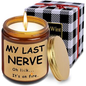 شموع معطرة بالفانيليا، هدايا شموع للنساء والرجال، شموع My Last Nerve، شموع فريدة من نوعها للمنزل المعطرة، هدايا مضحكة للنساء والرجال والعائلة وBFF وBestie وأفضل صديق وزملاء العمل