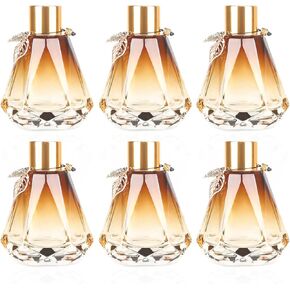4pcs Reed Diffuser, Reed Diffuser Empty Bottles with 20pcs Reed Diffuser Sticks, Delicate Gold Leaf Decor, Glass Fragrance Diffuser Set with lids for Home, Bathroom | Refillable,Diamond Style Gold