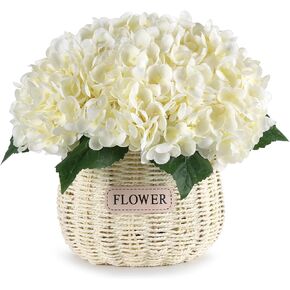 Silk Hydrangea Artificial Flowers, Real Touch Faux Flower with Stems and Leafs, for Room Home Wedding Decor, Pack of 5, Pink in Saudi Arabia