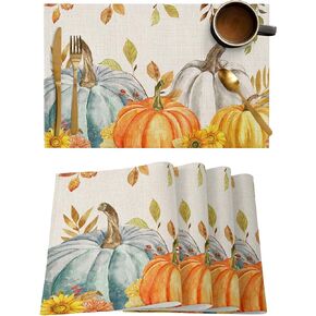 Thanksgiving Table Runner 72inches Long, Washable Fall Table Runner Cloth for Kitchen Dining, Wedding, Party, Coffee, Outdoor Use, Pumpkins Autumn Leaf Tabletop Decoration Harvest