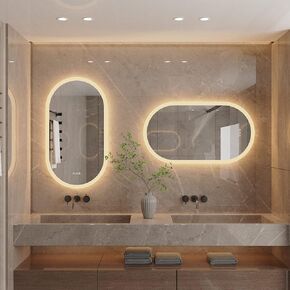 Backlit Smart LED Bathroom Mirror: 40 x 20 Inch Oblong Dimmable 3 Colors Anti-Fog Mirrors with Light Memory - IP65 CRI95 Large Wall Mounted Lighted Mirror for Vanity