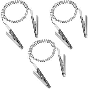 Dental Bib Clips, 3Pcs Metal Napkin Clip Chain with Ball Chains Lanyard with Ball Chains Alligator Clamps Silver Bib Holder Reusable Napkin Holder Clips to Hold Napkins Dental Office Mask