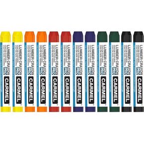 Carmel Lumber Crayon Pro, Box of 12 (Assorted Colors), Lumber Marking Crayon, Lumber Marker, Keel Crayon, high-Density Clay Based Paint Crayon, Ideal for Marking on Wood, Lumber, Timber