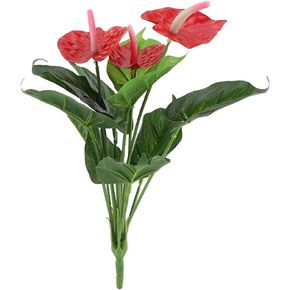Plastic Artificial Plant Fake Red Anthurium Flowers Bouquet Wedding for Home Garden Decor