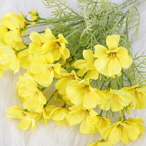 6 Pcs Artificial Fake Flowers Plants Cosmos Silk Flower Arrangements Wedding Bouquets Decorations ， 23.6''/60cm Artificial Silk Daisy Fake Flowers UV Resistant Outdoor Fake Wildflowers (white)