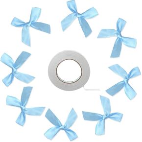 WishLotus 50 Pieces Satin Ribbon Bows with Adhesive Tape, Single Sided Satin Bow 5CM x 5CM for Gift Packing, DIY Craft, Wedding Decoration, Card Making, Sewing Embelishments (Pink)